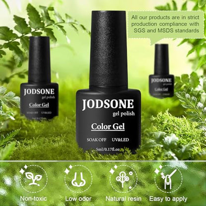 JODSONE 60 PCS Gel Nail Polish Kit with U V Light 55 Colors No Wipe Beautiful Colors Nail Gel Polish Base Top Coat Manicure Gifts for Salon and at Home