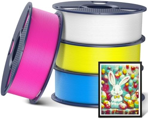 SUNLU CMYK 4KG 3D Printer Filament PLA Plus 1.75mm, SUNLU Neatly Wound PLA Filament 1.75mm PRO, PLA+ Filament for Most FDM 3D Printer, 1 kg Spool, 4 Packs, White+Magenta+Yellow+Cyan