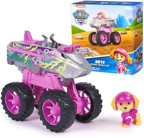 Paw Patrol: Rescue Wheels Skye’s Jet, Toy Truck with Transformation into Jet-Mode and Collectible Action Figure, Kids Toys for Boys & Girls Ages 3+