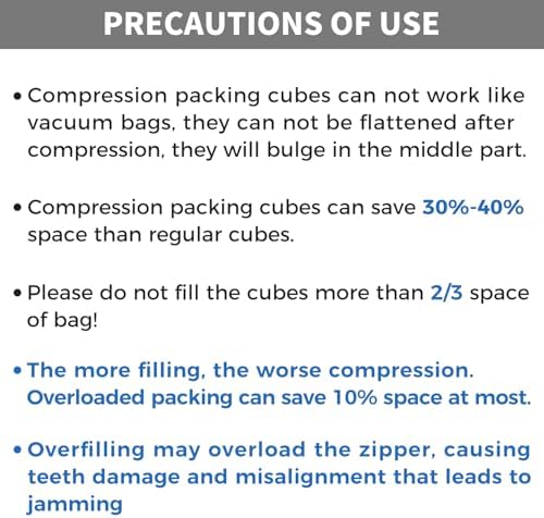 BAGAIL 4 Set/6 Set/8 Set Compression Packing Cubes Travel Accessories Expandable Packing Organizers (Cloth Pattern, 4-Black)