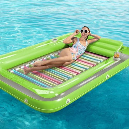 Inflatable Tanning Pool Lounger Float - Jasonwell 4 in 1 Sun Tan Tub Sunbathing Pool Lounge Raft Floatie Toys Water Filled Tanning Bed Mat Pad for Adult Blow Up Kiddie Pool Kids Ball Pit Pool