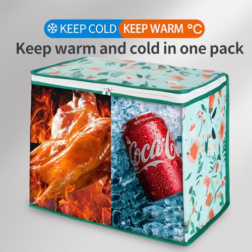 Bodaon 2-Pack Insulated Reusable Grocery Shopping Bags, X-Large Picnic Cooler Bag with Zipper/Zippered Top Cold, Insulated Food/Pizza Delivery Bag for Catering/Doordash/Uber Eats