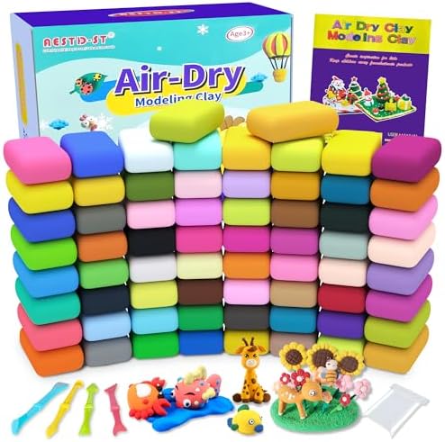 Air Dry Clay 66 Colors, Modeling Clay for Kids, DIY Model Magic Clay, Molding Clay Kit with Sculpting Tools, Non-Sticky Soft and Super Light, Arts and Crafts Gift for Boys Girls Kids.