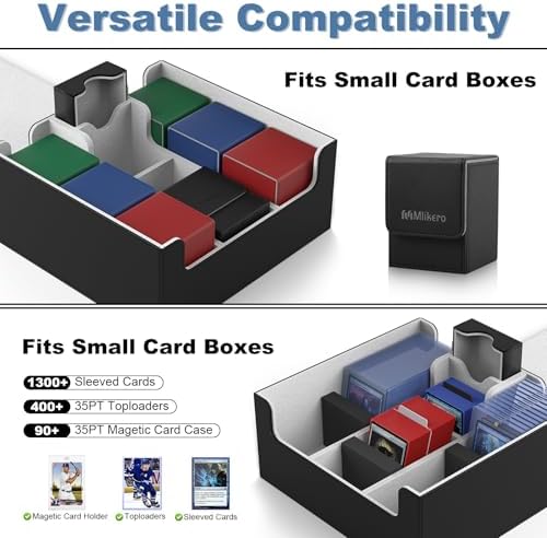 Mlikero Card Deck Case, Trading Card Storage Box for Magnetic Cards Holder and Hard Plastic Cards Protectors, Leather Magnetic Closure Deck Box Fit for MTG, TCG