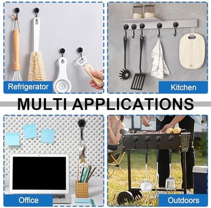 E BAVITE Swivel Swing Black Magnetic Hooks,30LBS Powerful Strong Neodymium Rare Earth Magnet Hook. Perfect for Refrigerator, Kitchen and Other Surfaces, Pack of 50