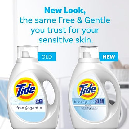 Tide Free & Gentle Liquid Laundry Detergent, 100 Loads, 132 fl oz, Tide Laundry Detergent, Clean Laundry Detergent (Packaging May Vary)