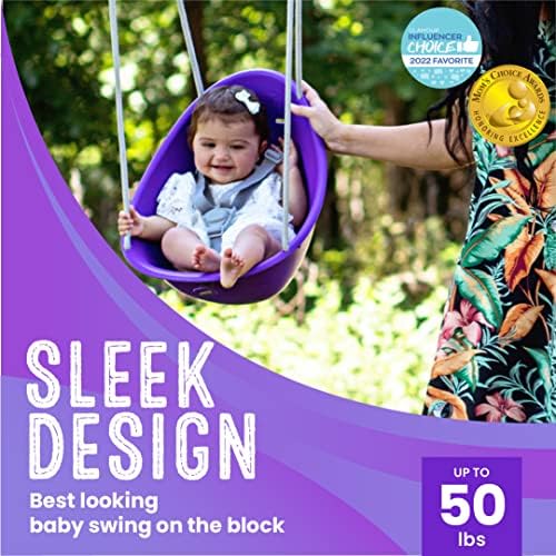 Swurfer Coconut Toddler Swing – Comfy Baby Swing Outdoor, 3- Point Adjustable Safety Harness, Secure, Safe Quick Click Locking System, Blister-Free Rope, Easy Installation, Ages 6-36 Months