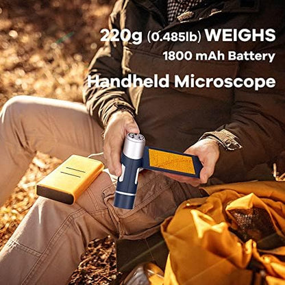 Andonstar AD203S HDMI Digital Microscope for Error Coins with Metal Stand, Handheld Portable USB Microscope Kit for Kids&Adults, 4" LCD Screen, Photo/Video Capture, Windows/Mac PC Compatible(Navy)