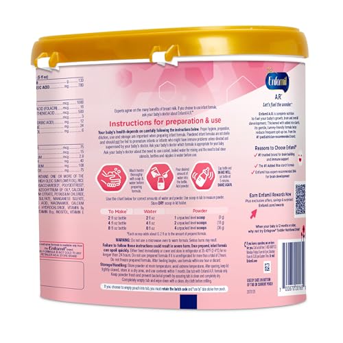 Enfamil A.R. Baby Formula, Added Rice Starch Formula to Reduce Reflux & Spit-Up, DHA for Brain Development, Probiotics to Support Digestive & Immune Health, Baby Milk, 19.5 Oz