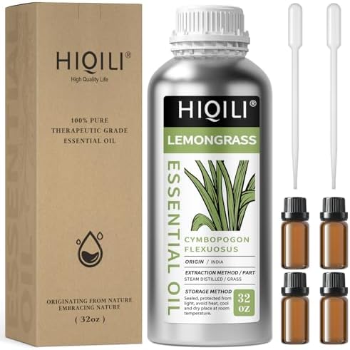 HIQILI 32 Fl Oz Lemongrass Essential Oil, 100% Pure Natural Undiluted Premium Oils