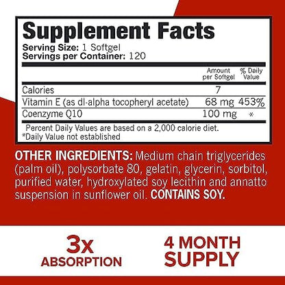 Qunol CoQ10 100mg Softgels, 3X Better Absorption 4 Month Supply + 120 Count Magnesium Glycinate Capsules 420mg, High Absorption Magnesium Supplement, 180 Count
