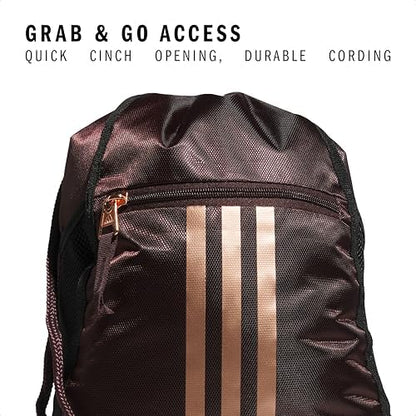 adidas Alliance Sackpack, Drawstring Backpack, Lightweight Small Gym Bag for Women and Men, Shadow Brown/Rose Gold, One Size