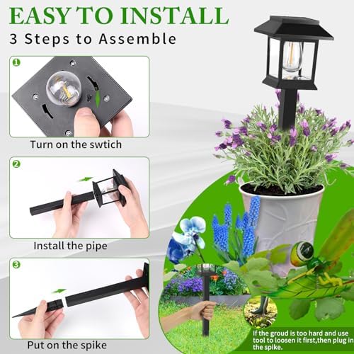 Solar Lights Outdoor,12 Pack Waterproof Auto On/Off Solar Pathway Lights for Your Garden, Landscape, Path, Yard, Patio, Driveway,Walkway Decor