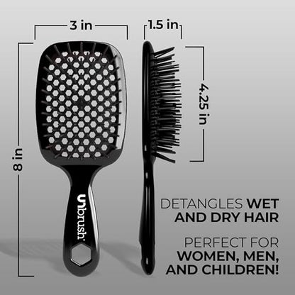 FHI Heat UNbrush Detangling Brush for Pain-Free Brushing on All Wet or Dry Hair Types — Durable DuoFlex Anti-Static Bristles, Lightweight Handle, Vented Hair Brush