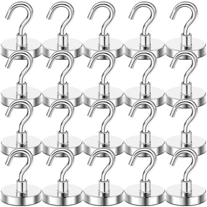 DIYMAG Magnetic Hooks, 118 LB Heavy Duty Strong Magnet with Hooks, Strong Rare Earth Neodymium Magnet Hooks for Hanging, Magnetic Hanger for Curtain, Home, Kitchen, Workplace, 20 Packs