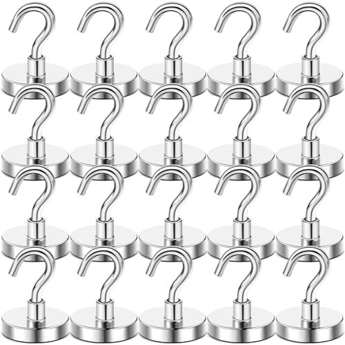 DIYMAG Magnetic Hooks, 118 LB Heavy Duty Strong Magnet with Hooks, Strong Rare Earth Neodymium Magnet Hooks for Hanging, Magnetic Hanger for Curtain, Home, Kitchen, Workplace, 20 Packs