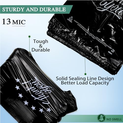1000 Count Black “Thank You” T-Shirt Bags – Reusable & Disposable Grocery & Supermarket Carry Bags, 11"x6"x21"