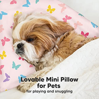 Mini Toddler Pillow with Pillowcase - 9x13 My Little Dreamy Travel Kids Pillow for Sleeping, Toddler Bed, Small, Tiny, Organic Cotton Pillowcase, Soft & Breathable, Kids 2-4 Years Old (Flutter)