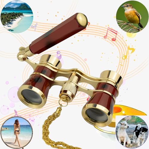 Yourelexit® Opera Glasses Binoculars 3X25 Lorgnette Theater Glasses Optical BK9 Mini Compact Lightweight Built-in Foldable Adjustable Handle Vintage for Adults Kids Women in Musical Concert Cinema