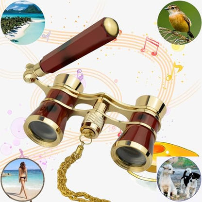 Yourelexit® Opera Glasses Binoculars 3X25 Lorgnette Theater Glasses Optical BK9 Mini Compact Lightweight Built-in Foldable Adjustable Handle Vintage for Adults Kids Women in Musical Concert Cinema