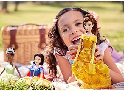 Disney Store Official Disney Princess Classic Doll (Belle from Beauty and The Beast), 11 Inches, Includes Brush with Molded Details, Posable Toy in Classic Outfit - Disney Princess Toys for Girls