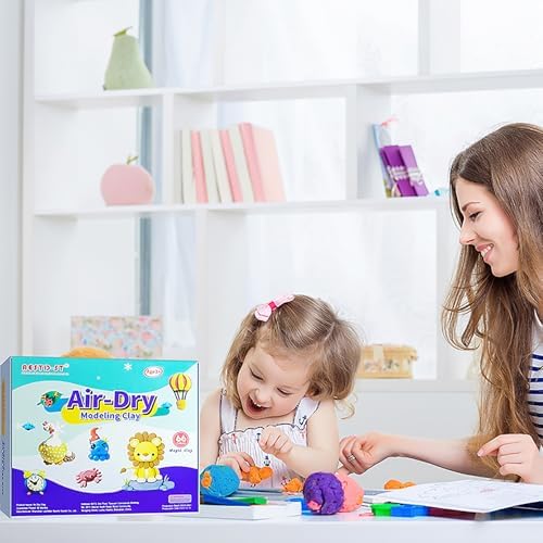 Air Dry Clay 66 Colors, Modeling Clay for Kids, DIY Model Magic Clay, Molding Clay Kit with Sculpting Tools, Non-Sticky Soft and Super Light, Arts and Crafts Gift for Boys Girls Kids.