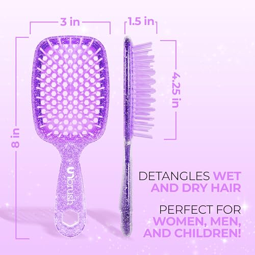 FHI Heat UNbrush Detangling Brush for Pain-Free Brushing on All Wet or Dry Hair Types — Durable DuoFlex Anti-Static Bristles, Lightweight Handle, Vented Hair Brush