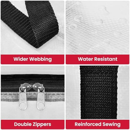 Clear Heavy Duty Extra Large Moving Bags, Reinforced Handle and Double Zipper Storage Bags, Packing Bags Alternative (8 Packs)