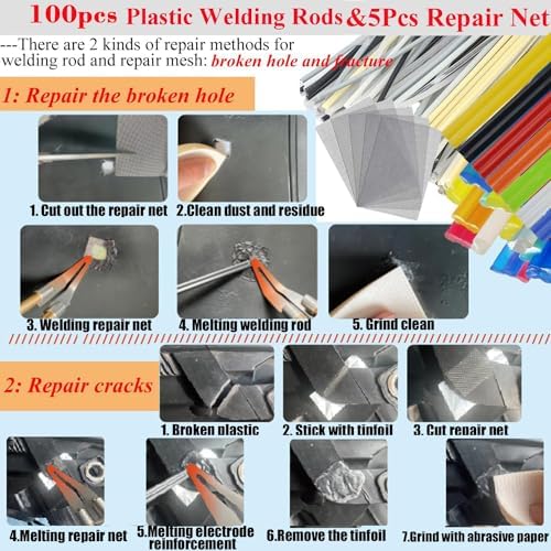 Upgraded 220W Plastic Welder, 2 in 1 Plastic Welding Kit Plastic Repair Welder Kit 1000PCS Hot Stapler Soldering Gun with 100PCS Plastic Welding Rods Car Bumper Repair Kit for Most Plastic Repair