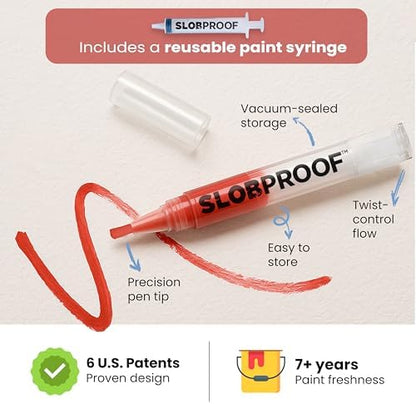 Slobproof Refillable Touch-Up Paint Pen, Mess-Free, Reusable Wall Paint Repair Tool, Precise Application, DIY Home Improvement, Furniture, Arts and Crafts, Patented Design, Easy Storage, Pack of 5
