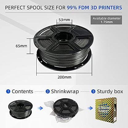 FLASHFORGE PLA Filament 1.75mm Galaxy Matte Black, 3D Printer Filament with Silver Glitter 1kg (2.2lbs) Spool, Dimensional Accuracy +/- 0.02mm, Shimmering 3D Printing Filament for Unique Finish