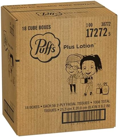 Puffs Plus Lotion Facial Tissue, 18 Cubes, 56 Tissues Per Box