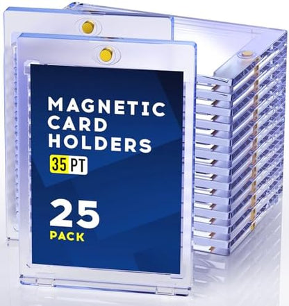 25ct Magnetic Card Holder, 35pt One Touch Card Holder, U-V Protectors Hard Plastic for Trading Cards, Magnet Case, Sports, Game, Football, Baseball Cards Holder