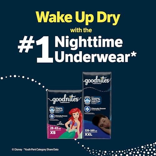 Goodnites Boys' Nighttime Bedwetting Underwear, Size Extra Large (95-120 lbs), 28 Ct (2 Packs of 14), Packaging May Vary