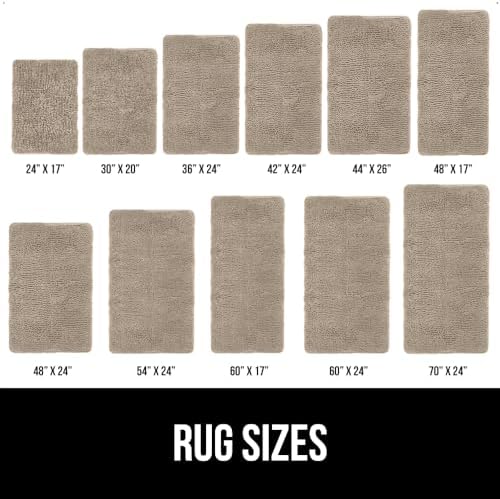 GORILLA GRIP Bath Rug Mat, Thick Absorbent Chenille, Quick Dry Microfiber Mats, Rubber Backing Washable Shower Floor Rugs, Bathmat Runner, US Designed Bathroom Home Decor Accessories 24x17, Gray Beige