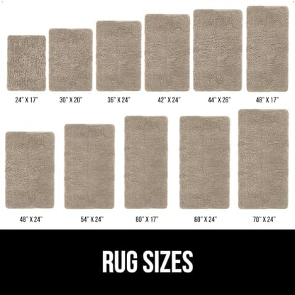 GORILLA GRIP Bath Rug Mat, Thick Absorbent Chenille, Quick Dry Microfiber Mats, Rubber Backing Washable Shower Floor Rugs, Bathmat Runner, US Designed Bathroom Home Decor Accessories 24x17, Gray Beige