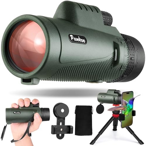 Pankoo 40X60 Monocular Telescope with Smartphone Holder & Upgraded Tripod, 2024 BAK4 Prism FMC Monoculars for Adults, HD Monocular Scope for Bird Watching Hiking Concert Camping Travelling
