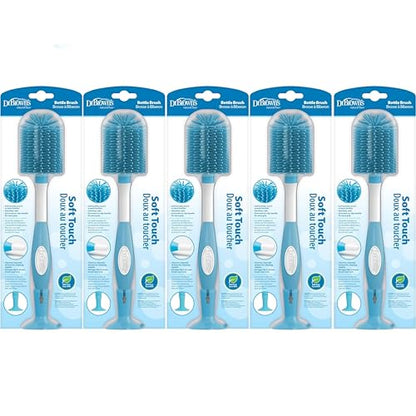 Dr. Brown's Soft Touch No Scratch Baby Bottle Cleaning Brush Nipple Cleaner with Stand and Storage Clip, BPA Free, Blue 1-Pack (Pack of 5)