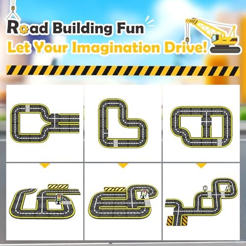 100 PCS Magnetic Tiles Road Set with 3 Cranes & 2 Cars - Magnetic Blocks City Construction Building Toys for 3+ Year Old Boys Girls Ideal Preschool Learning Outdoor Creative Toddler Kids Toys