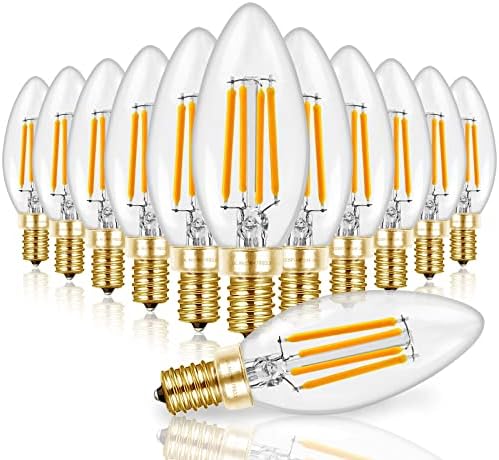Hizashi 90+CRI Candelabra LED Light Bulbs 60 Watt, 2700K Warm White, E12 LED Bulb Dimmable, B11 Chandelier Light Bulbs, 6W, 550LM, Candle Light Bulbs, UL Listed, 12 Pack