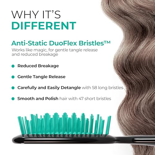 FHI Heat UNbrush Detangling Brush for Pain-Free Brushing on All Wet or Dry Hair Types — Durable DuoFlex Anti-Static Bristles, Lightweight Handle, Vented Hair Brush