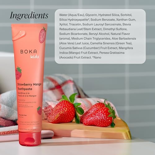 Boka Fluoride Free Toothpaste Nano Hydroxyapatite Toothpaste - Strawberry Mango Flavor, 4 oz 3Pk US Manufactured