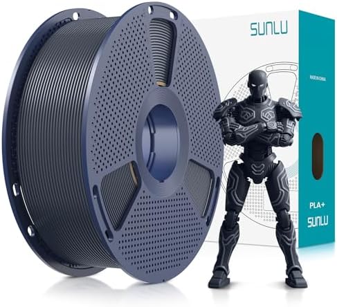 SUNLU PLA Plus Filament 1.75mm Black 1KG, Neatly Wound 3D Printer Filament 1.75mm, PLA+ 1000g, Dimensional Accuracy +/- 0.02 mm, Fit Most FDM 3D Printers, 1kg Spool (2.2lbs), Midnight Black