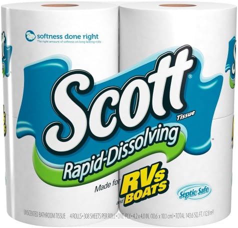 Scott Rapid Dissolve Bath Tissue Roll, 4 rolls, Pack of 12 (48 rolls)