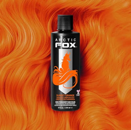 Arctic Fox Semi-Permanent Hair Dye, Vegan & Cruelty-Free, Ammonia-Free, Peroxide-Free, Conditioning Formula, Vibrant Sunset Orange, For All Hair Types, 8 Fl Oz (Pack of 2)