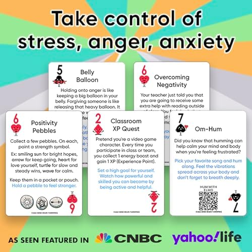 Mind Brain Emotion 52 Essential Coping Skills for Kids: Mindfulness CBT Cards for Stress, Anxiety, Anger, Executive Functioning, Coping Strategies for Anxious Generation, Family, School Therapy Game