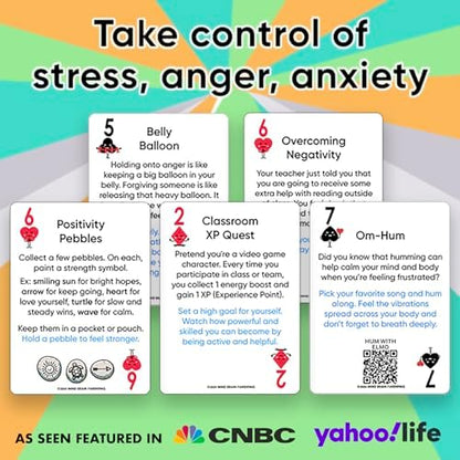Mind Brain Emotion 52 Essential Coping Skills for Kids: Mindfulness CBT Cards for Stress, Anxiety, Anger, Executive Functioning, Coping Strategies for Anxious Generation, Family, School Therapy Game