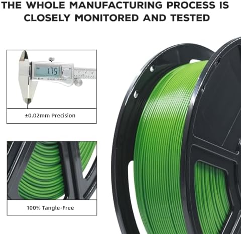 FLASHFORGE PLA Filament 1.75mm, 3D Printer Filament 1kg (2.2lbs) Spool, Dimensional Accuracy +/- 0.02mm, 3D Printing Filament Easy to Use and Fits for Most FDM 3D Printers (Green)