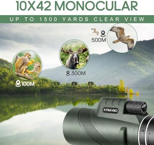 Birthday Gifts for Men Dad Him Husband Teen, 10x42 Compact Monocular Telescope, High Powered FMC & BAK4 Scope, for Fathers Day, Outdoors Survival Hiking Gear for Adventure, White Elephant Gifts