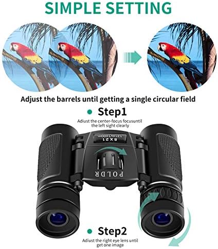 POLDR 8x21 Small Compact Lightweight Binoculars for Adults Kids Bird Watching Traveling Sightseeing.Mini Pocket Folding Binoculars for Concert Theater Opera
